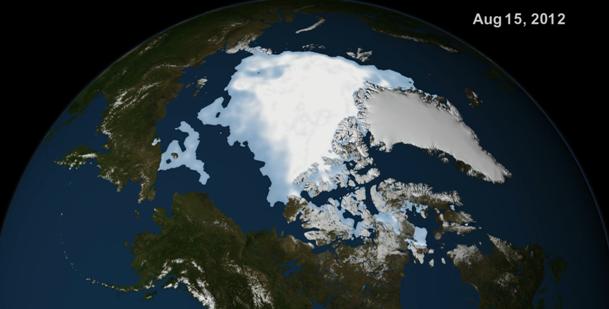 NASA visualization of the Arctic on August 15th 2012