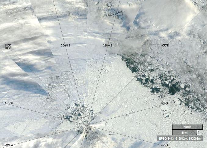 NASA Worldview “true-color” image of the North Pole area on September 4th 2013 derived from bands 1,4 and 3 of the MODIS sensor on the Terra satellite