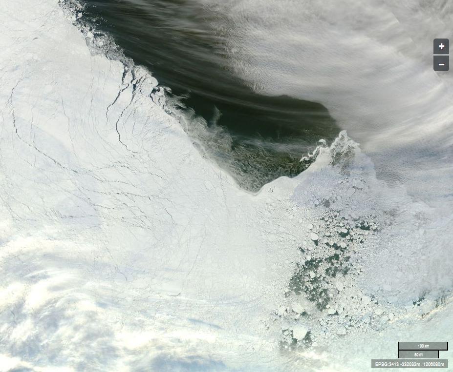 The Arctic sea ice edge off "Russia’s northern shores" from the Aqua satellite