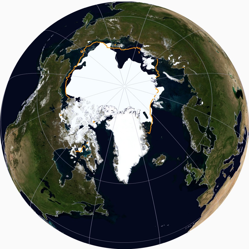 NSIDC high resolution Arctic sea ice extent visualisation on August 16th 2014