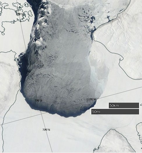NASA Worldview “true-color” image of the Amundsen Gulf on April 23rd 2015, derived from bands 1, 4 and 3 of the MODIS sensor on the Terra satellite