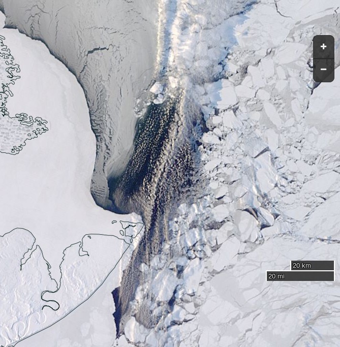 NASA Worldview “true-color” image of the Beaufort Sea on February 15th 2016 from the Terra satellite