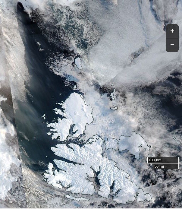 NASA Worldview “true-color” image of the Central Arctic north of Svalbard on March 11th 2016, derived from the VIIRS sensor on the Suomi satellite