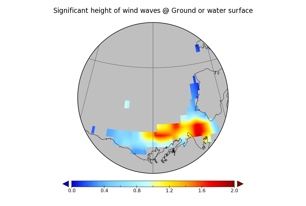 WaveWatch III wave height hindcast for the Beaufort Sea on April 26th 2016