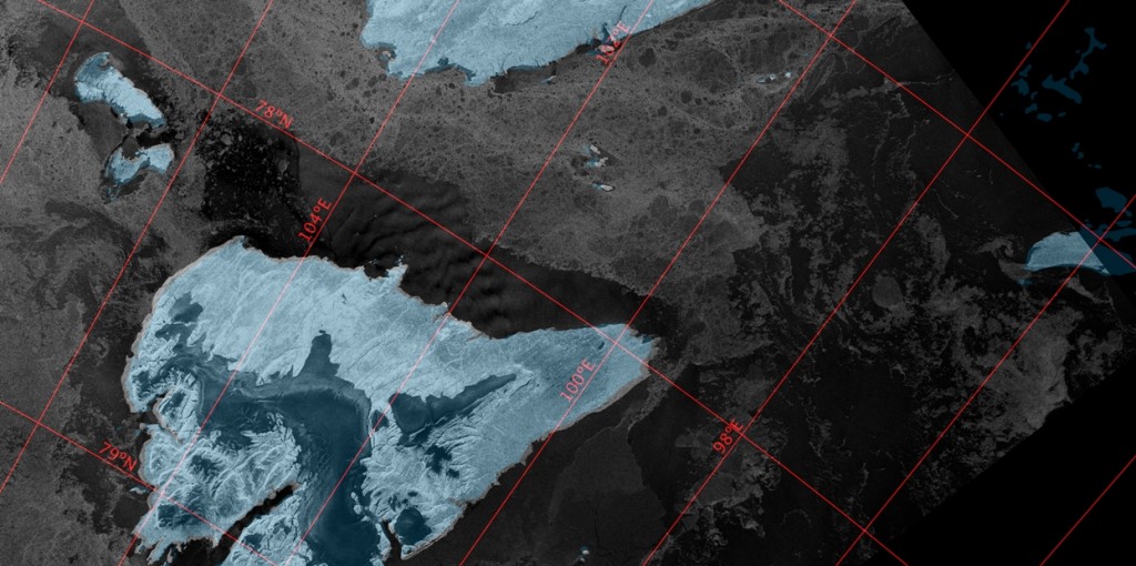 Sentinel 1A synthetic aperture radar image of the Vilkitsky Strait on July 26th 2016