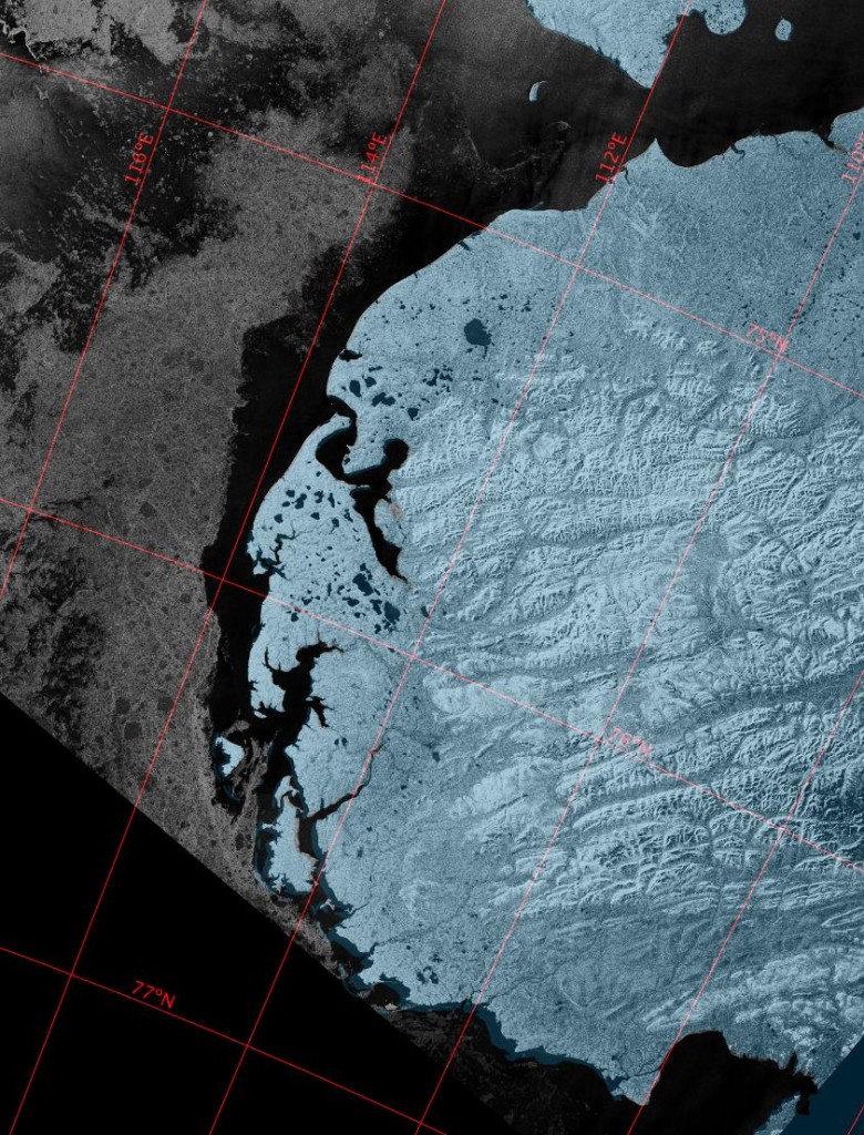 Sentinel 1A synthetic aperture radar image of the western Laptev Sea on August 12th 2016