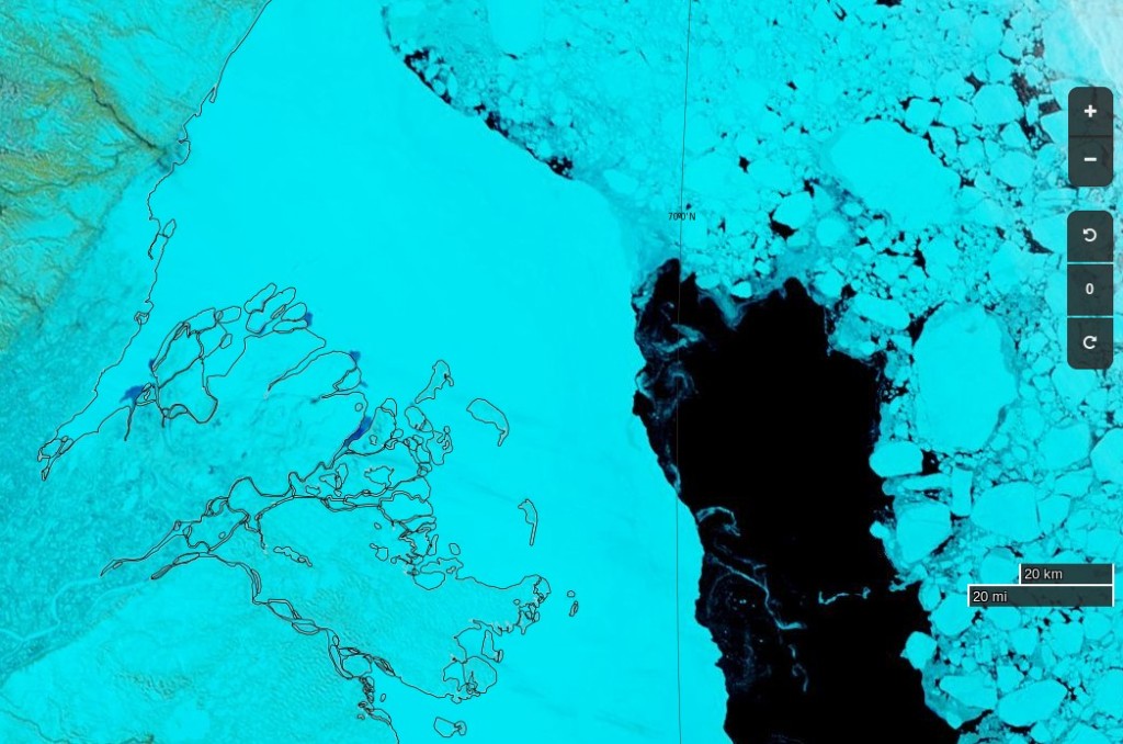 NASA Worldview “false-color” image of the Beaufort Sea on May 16th 2017, derived from the MODIS sensor on the Aqua satellite
