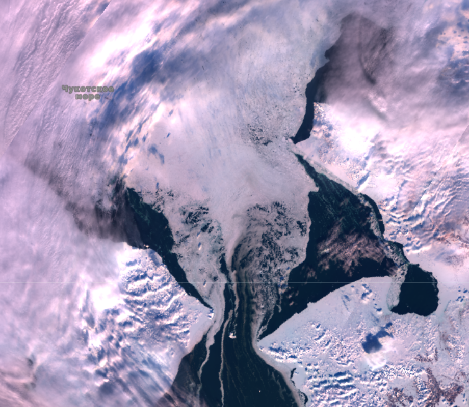 Sentinel 3's view of the Bering Strait on February 28th 2019