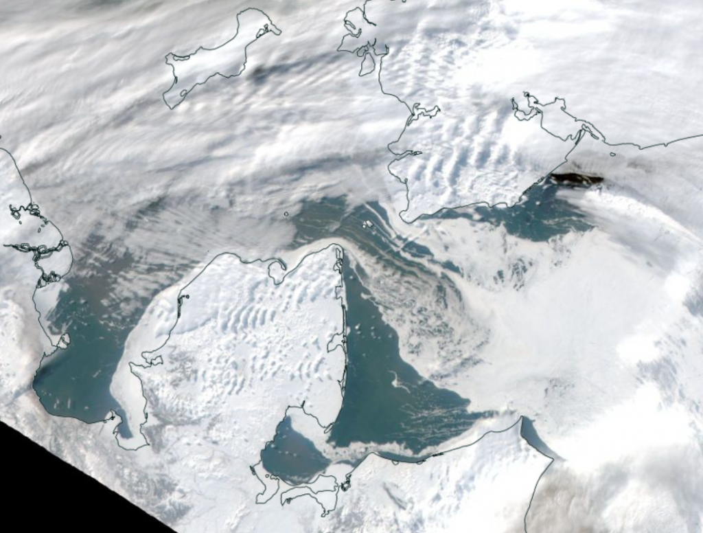 Terra's view of the Bering Strait on March 1st 2019